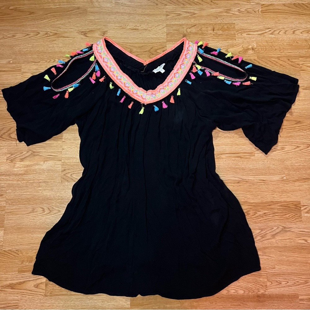 Velzera | Cold Shoulder Tassel Mini Dress
